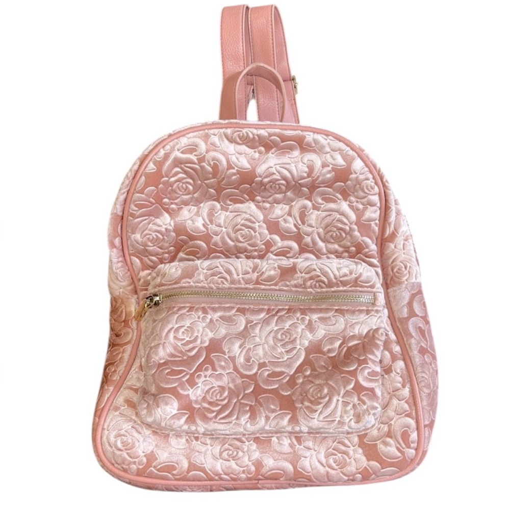 Charming Charlie Pink Light Quilted‎ Floral Backpack